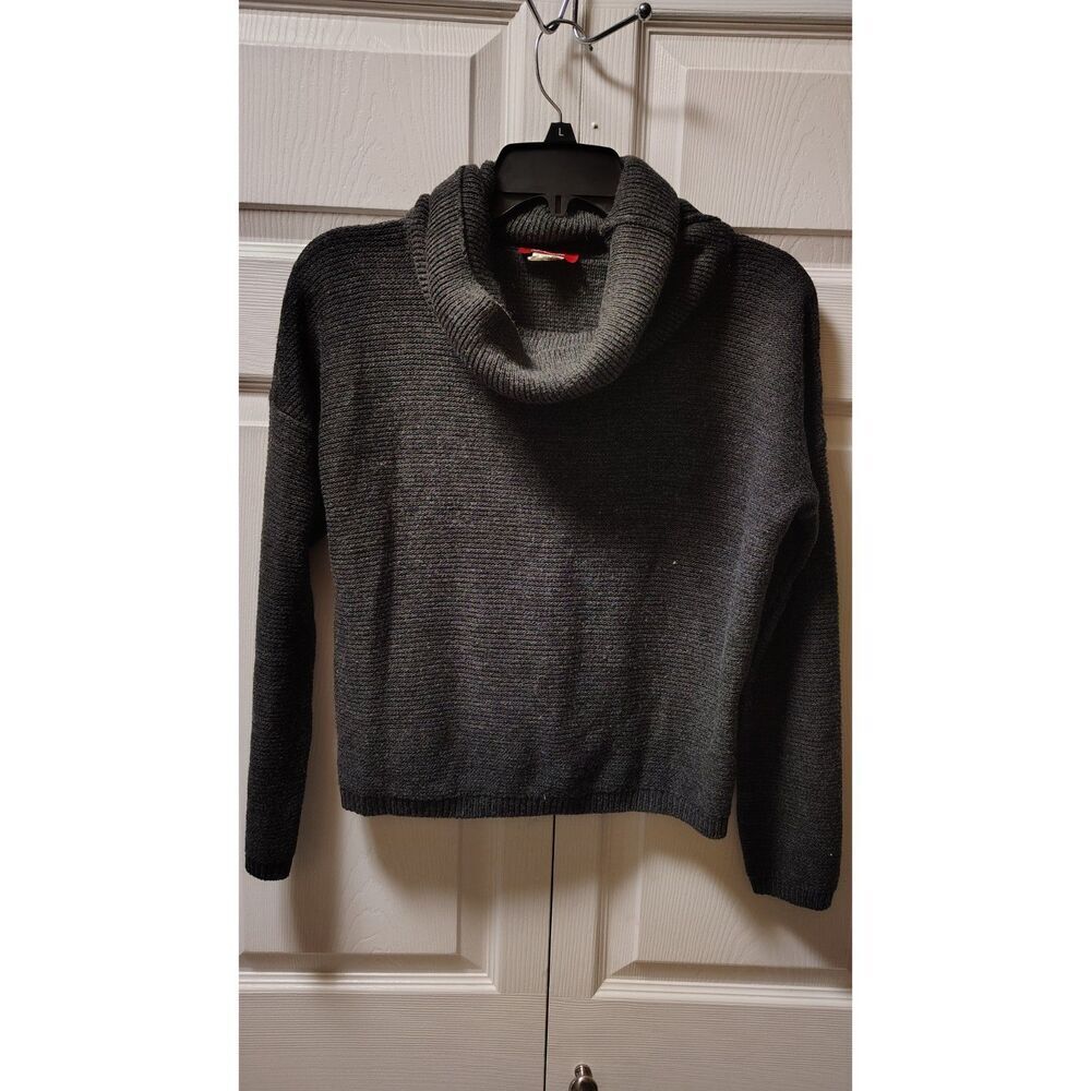 Panhandle Small Dark Gray Cowl Neck Long‎ Sleeve Top